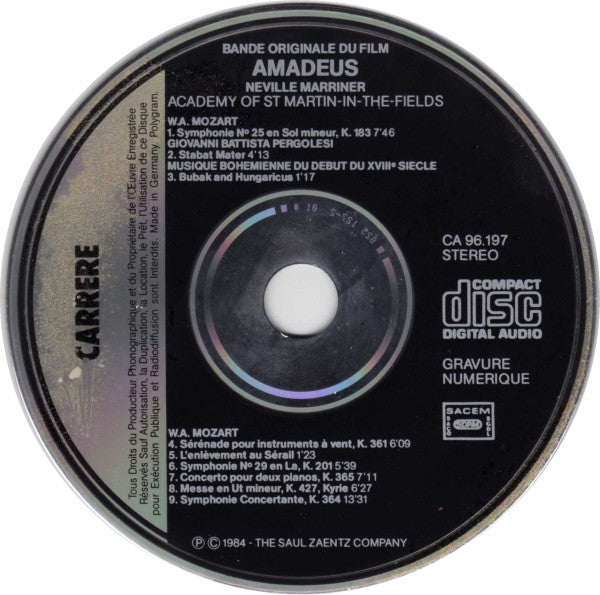 Sir Neville Marriner, The Academy Of St. Martin-in-the-Fields : Amadeus (Bande Originale Du Film) (2xCD, Album)