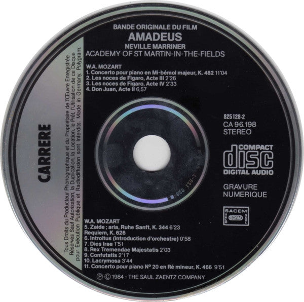 Sir Neville Marriner, The Academy Of St. Martin-in-the-Fields : Amadeus (Bande Originale Du Film) (2xCD, Album)