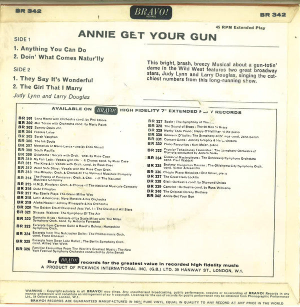 Judy Lynn (2), Larry Douglas (5) : Annie Get Your Gun (7", EP)