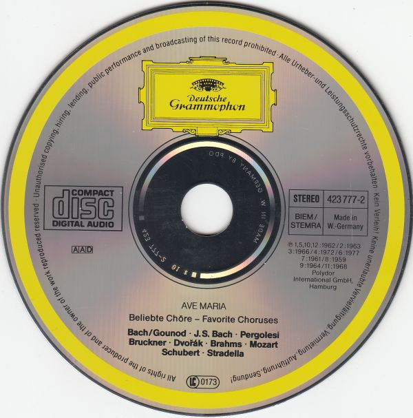 Johann Sebastian Bach / Charles Gounod · Wolfgang Amadeus Mozart · Franz Schubert · Anton Bruckner · Johannes Brahms : Ave Maria (CD, Comp)
