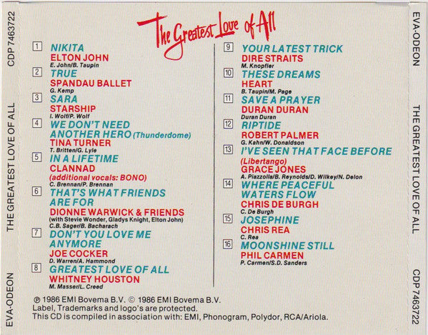 Various : The Greatest Love Of All (One Year Of Love Songs) (CD, Comp)