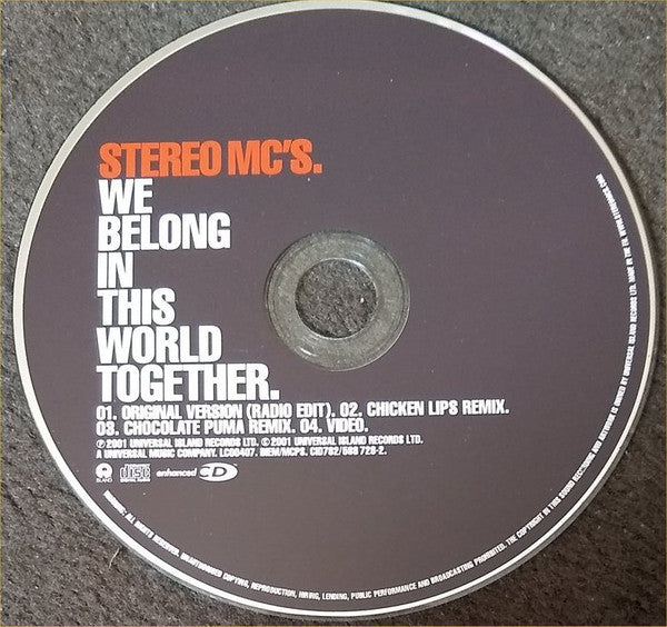 Stereo MC's : We Belong In This World Together (CD, Single, Enh)