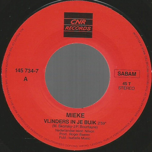 Mieke : Vlinders In Je Buik (7", Single)