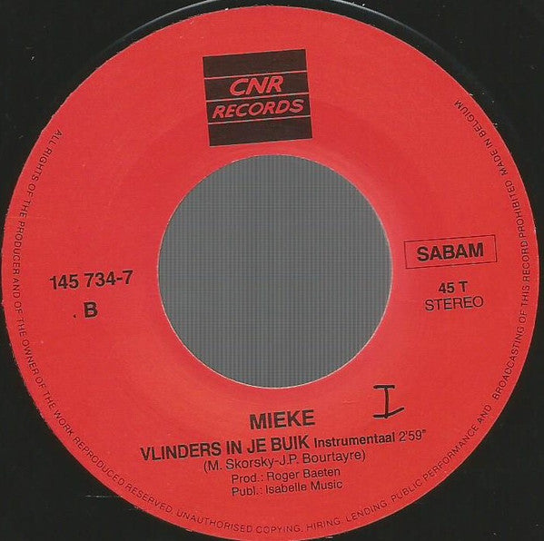 Mieke : Vlinders In Je Buik (7", Single)