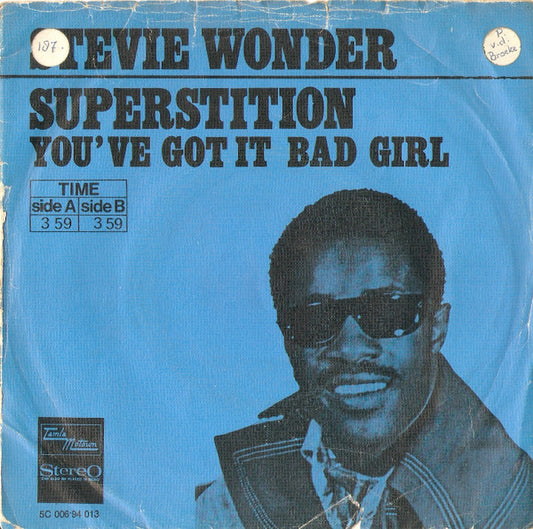 Stevie Wonder : Superstition (7", Single, Blu)