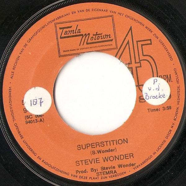 Stevie Wonder : Superstition (7", Single, Blu)