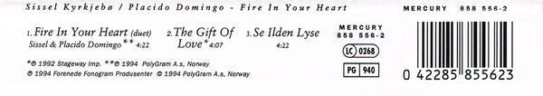 Sissel & Placido Domingo : Fire In Your Heart (Duet) (CD, Single)