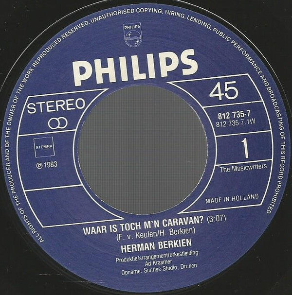 Herman Berkien : Waar Is Toch M'n Caravan? (7", Single)