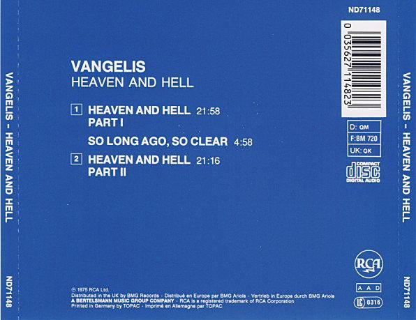 Vangelis : Heaven And Hell (CD, Album, RE, RP)