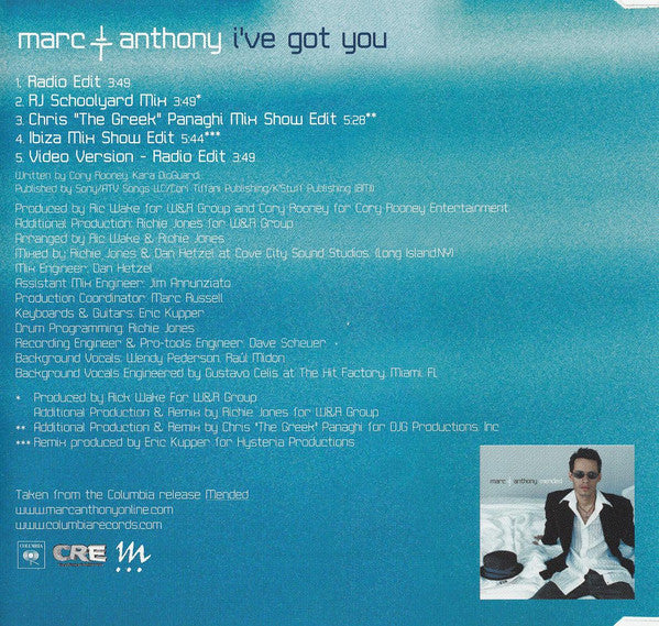 Marc Anthony : I've Got You (CD, Maxi, Enh)