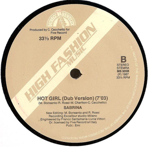 Sabrina : Hot Girl (New Remixed Version) (12")
