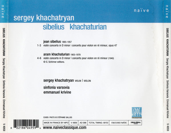 Jean Sibelius, Aram Khatchaturian - Sergey Khachatryan, Sinfonia Varsovia, Emmanuel Krivine : Violin Concertos (CD, Album)