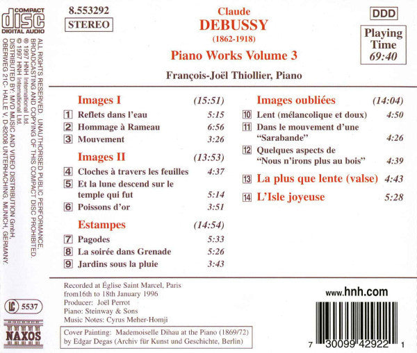 Claude Debussy, François-Joël Thiollier : Piano Works Volume 3 (CD, Album)