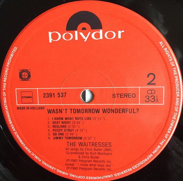 The Waitresses : Wasn't Tomorrow Wonderful? (LP, Album)
