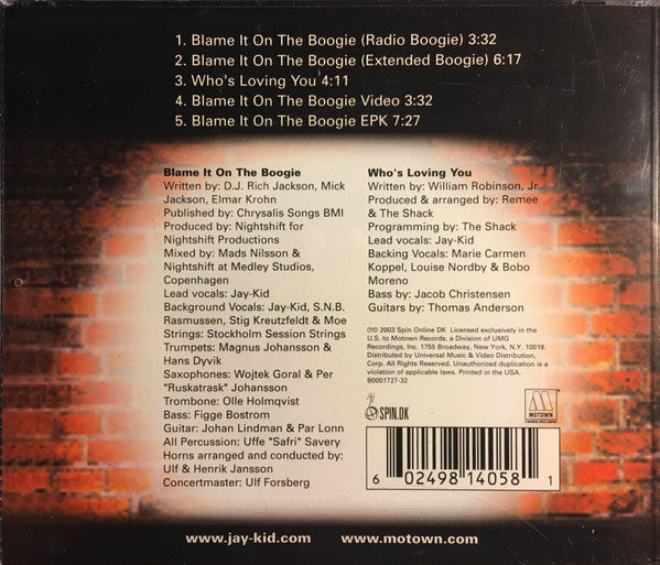 Jay-Kid : Blame It On The Boogie (CD, Maxi, Enh)
