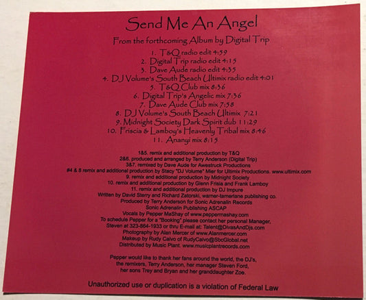 Pepper Mashay And Digital Trip : Send Me An Angel (CD, Single)