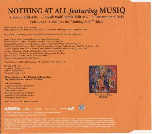 Santana Featuring Musiq Soulchild : Nothing At All (CD, Single, Enh)
