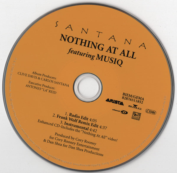 Santana Featuring Musiq Soulchild : Nothing At All (CD, Single, Enh)