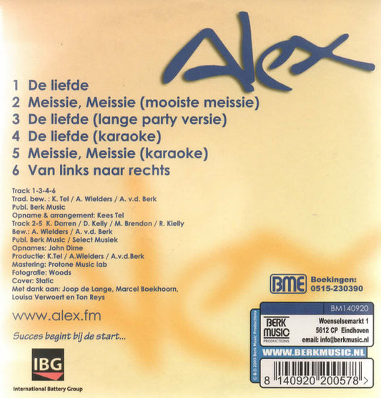 Alex (6) : De Liefde (CD, Single)