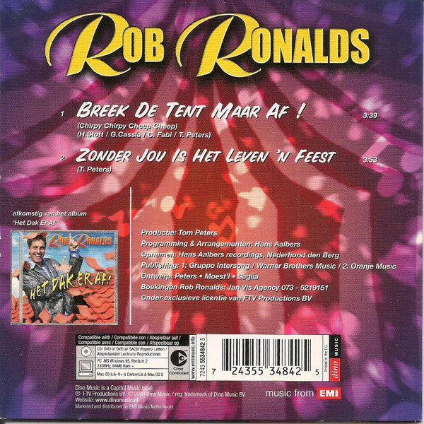 Rob Ronalds : Breek De Tent Maar Af! (CD, Single)