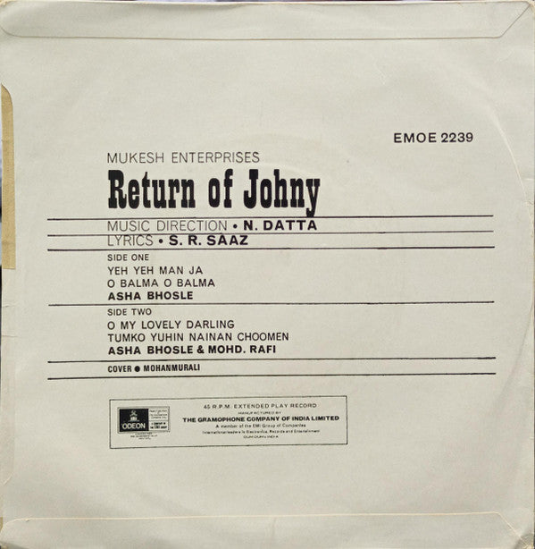 N. Dutta : Return Of Johny (7", EP)