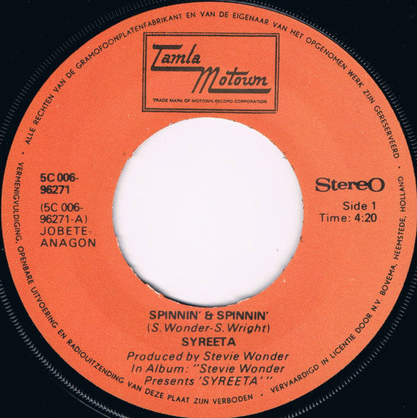 Syreeta : Spinnin' And Spinnin'  (7", Single)