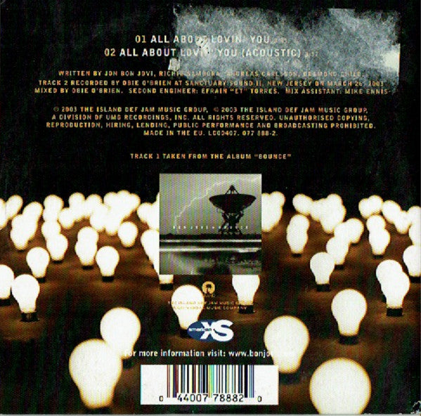 Bon Jovi : All About Lovin' You (CD, Single, Car)