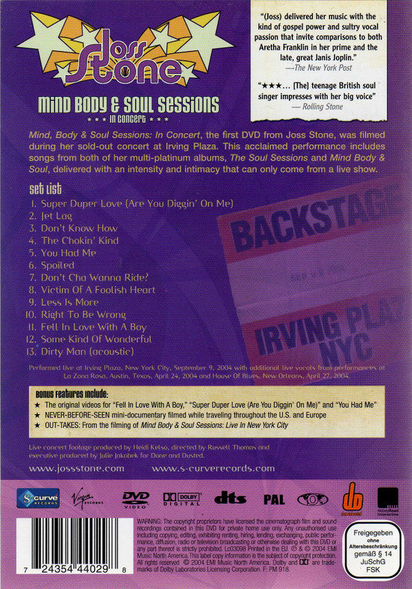 Joss Stone : Mind Body & Soul Sessions (DVD-V)