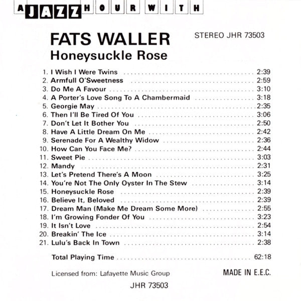 Fats Waller : Honeysuckle Rose (CD, Comp)