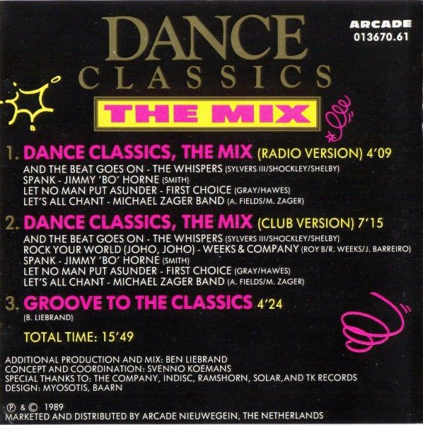Various : Dance Classics - The Mix (CD, Maxi, P/Mixed, Sli)