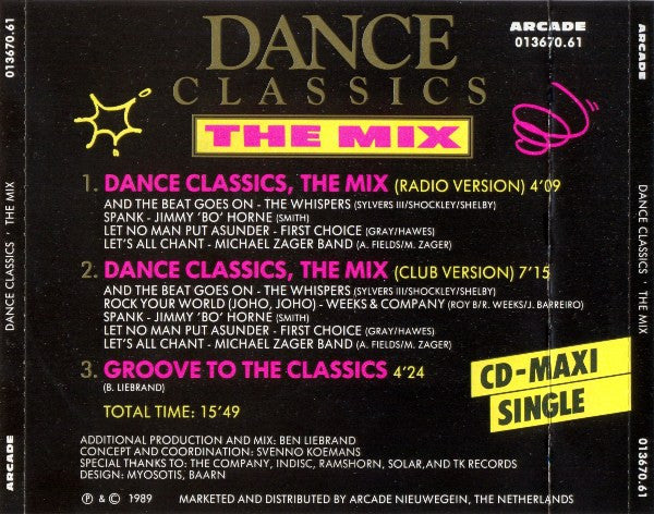 Various : Dance Classics - The Mix (CD, Maxi, P/Mixed, Sli)