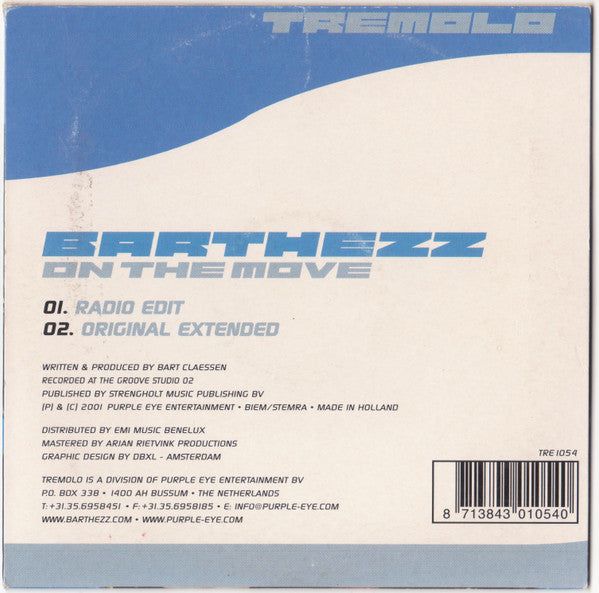 Barthezz : On The Move (CD, Single)