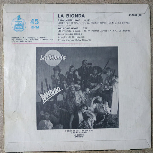 La Bionda : Baby Make Love (7", Single)