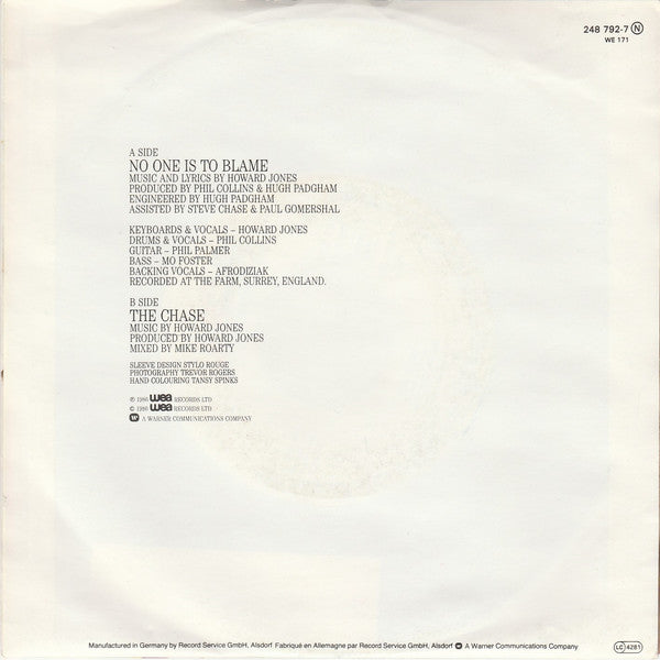 Howard Jones : No One Is To Blame (7", Single)