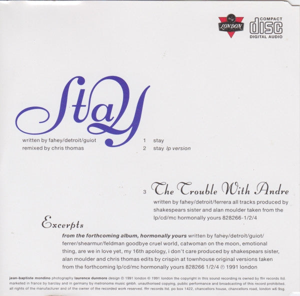 Shakespear's Sister : Stay (CD, Single)