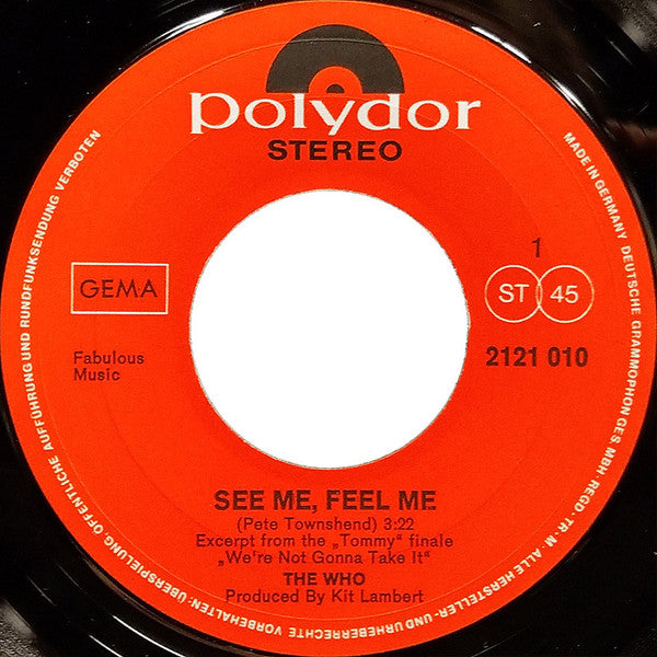The Who : See Me, Feel Me / Overture From Tommy (7", Single)