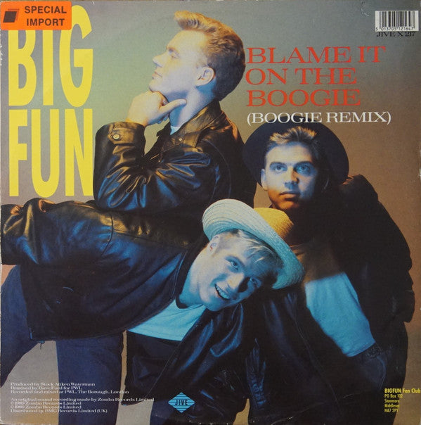 Big Fun : Blame It On The Boogie (Boogie Remix)  (12", Single)