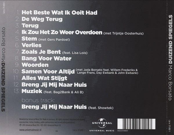 Marco Borsato : Duizend Spiegels (CD, Album)
