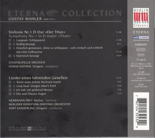 Gustav Mahler, Staatskapelle Dresden, Otmar Suitner : Sinfonie Nr. 1 D-dur (CD, Comp, RM)