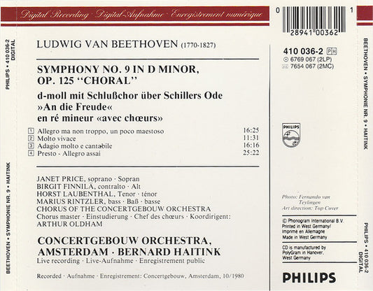 Ludwig van Beethoven - Concertgebouworkest, Concertgebouw Chorus, Bernard Haitink : Symphonie Nr. 9 (CD, Album, RE)