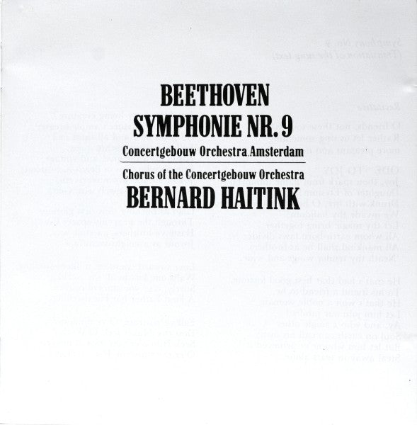 Ludwig van Beethoven - Concertgebouworkest, Concertgebouw Chorus, Bernard Haitink : Symphonie Nr. 9 (CD, Album, RE)