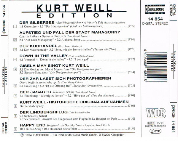 Kurt Weill : Kurt Weill Edition Highlights (CD, Comp)