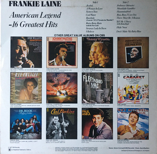 Frankie Laine : American Legend -16 Greatest Hits (LP, Comp, Mono)