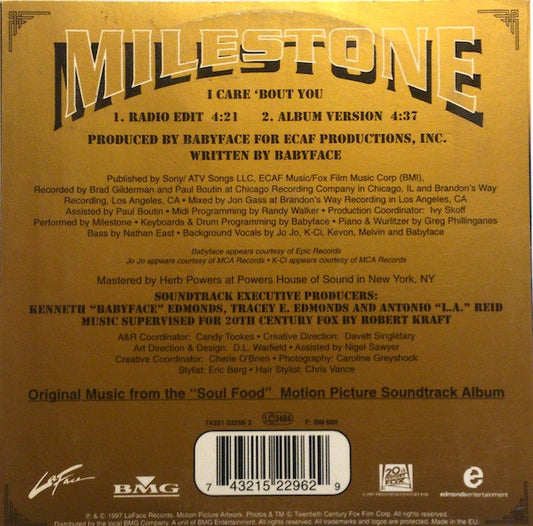 Milestone (4) : I Care 'Bout You (CD, Single)