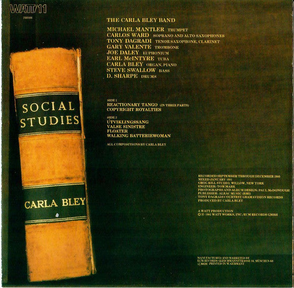 Carla Bley : Social Studies (CD, Album, RE)