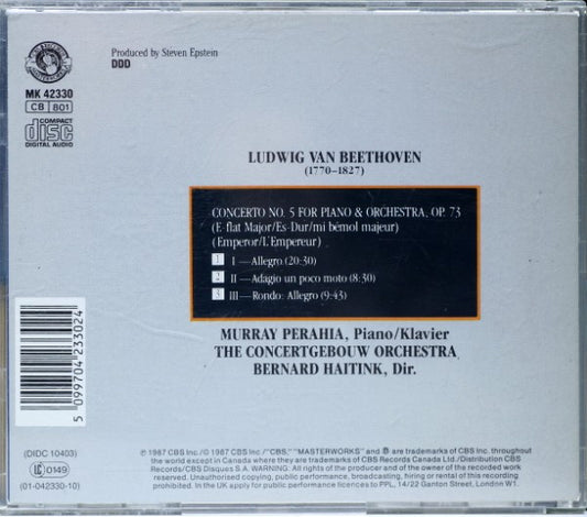 Beethoven*, Murray Perahia, Concertgebouw Orchestra*, Bernard Haitink : Piano Concerto No. 5 "Emperor" "L'Empereur" (CD)