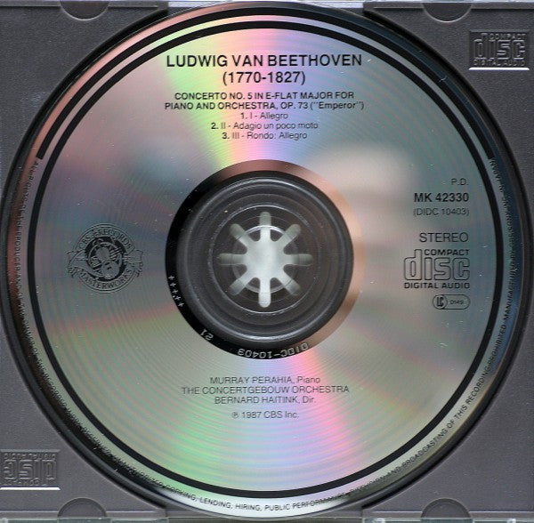 Beethoven*, Murray Perahia, Concertgebouw Orchestra*, Bernard Haitink : Piano Concerto No. 5 "Emperor" "L'Empereur" (CD)