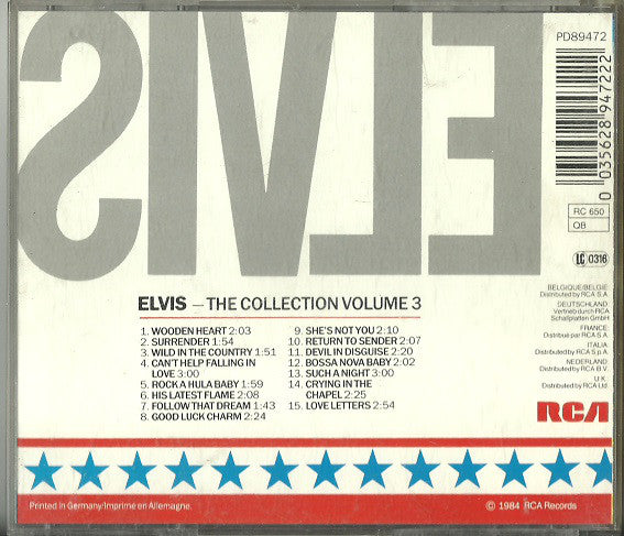Elvis Presley : The Collection Volume 3 (CD, Comp, PDO)