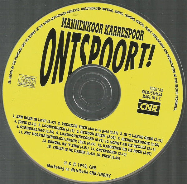 Mannenkoor Karrespoor : Ontspoort ! (CD, Album)