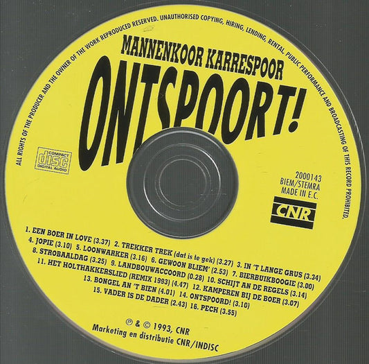 Mannenkoor Karrespoor : Ontspoort ! (CD, Album)